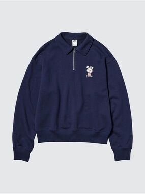 Uniqlo POP MART Labubu Half Zip Sweatshirt size L Navy